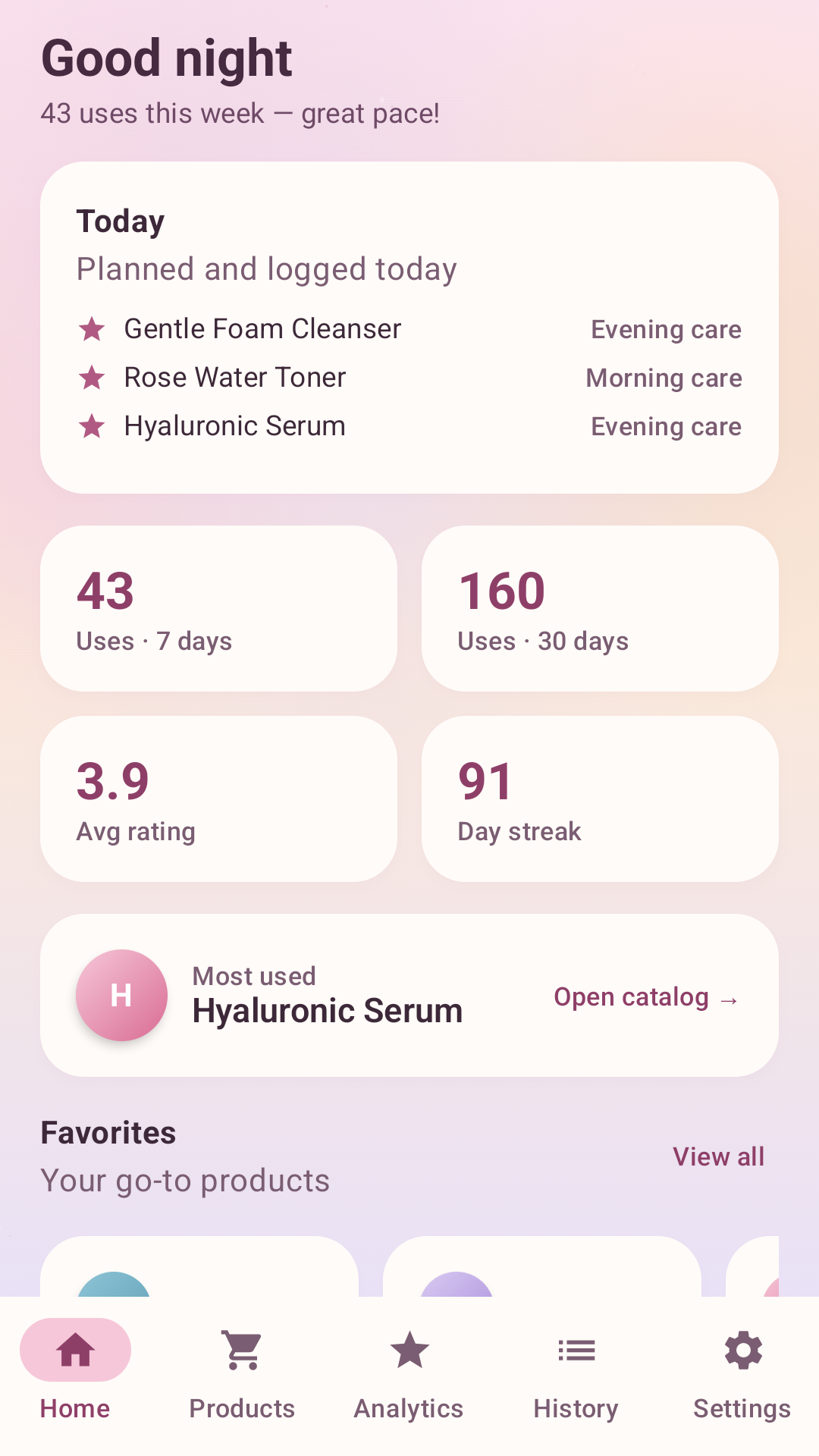 Beauty Stats Hub home screen